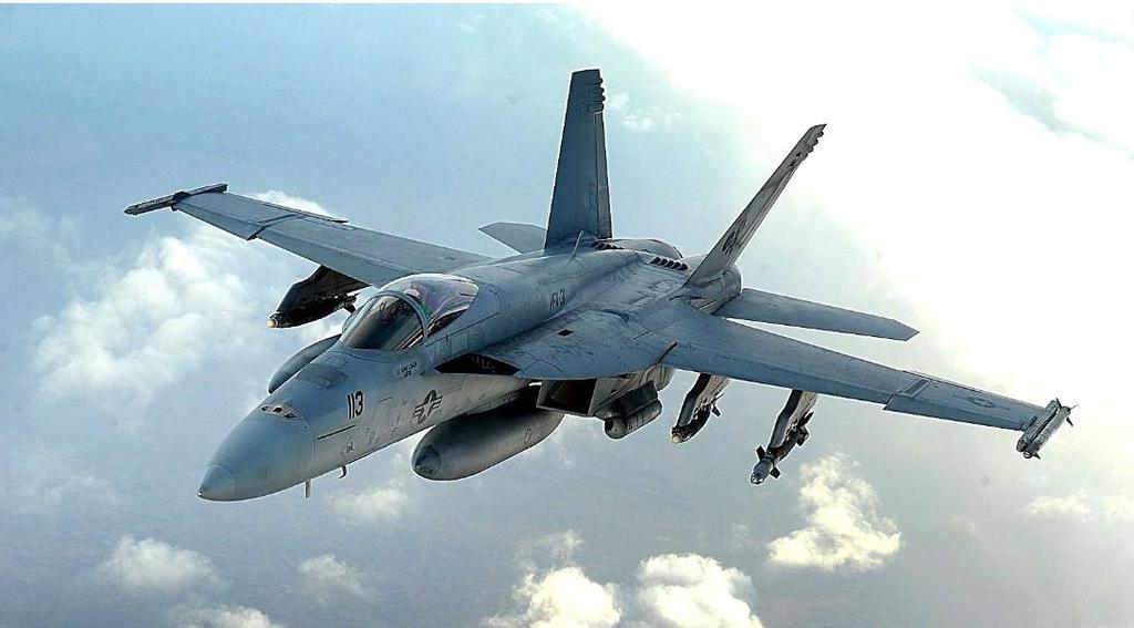 The Boeing F/A-18E/F Super Hornet (fig. 52) is a twin-engine carrier-based multirole fighter aircraft.
