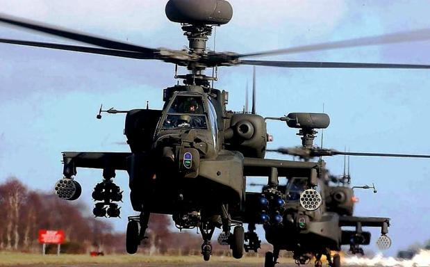 First flown on 30 September 1975, the AH-64 features a nose-mounted sensor suite for target acquisition and night vision systems. The Apache is armed with a 30-millimeter (1.