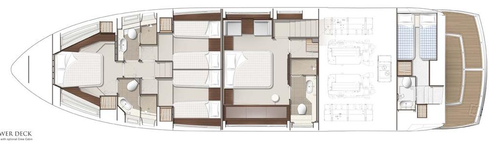 Lower deck optional lower galley arrangement SHOWN WITH OPTIONAL CREW CABIN Forward VIP