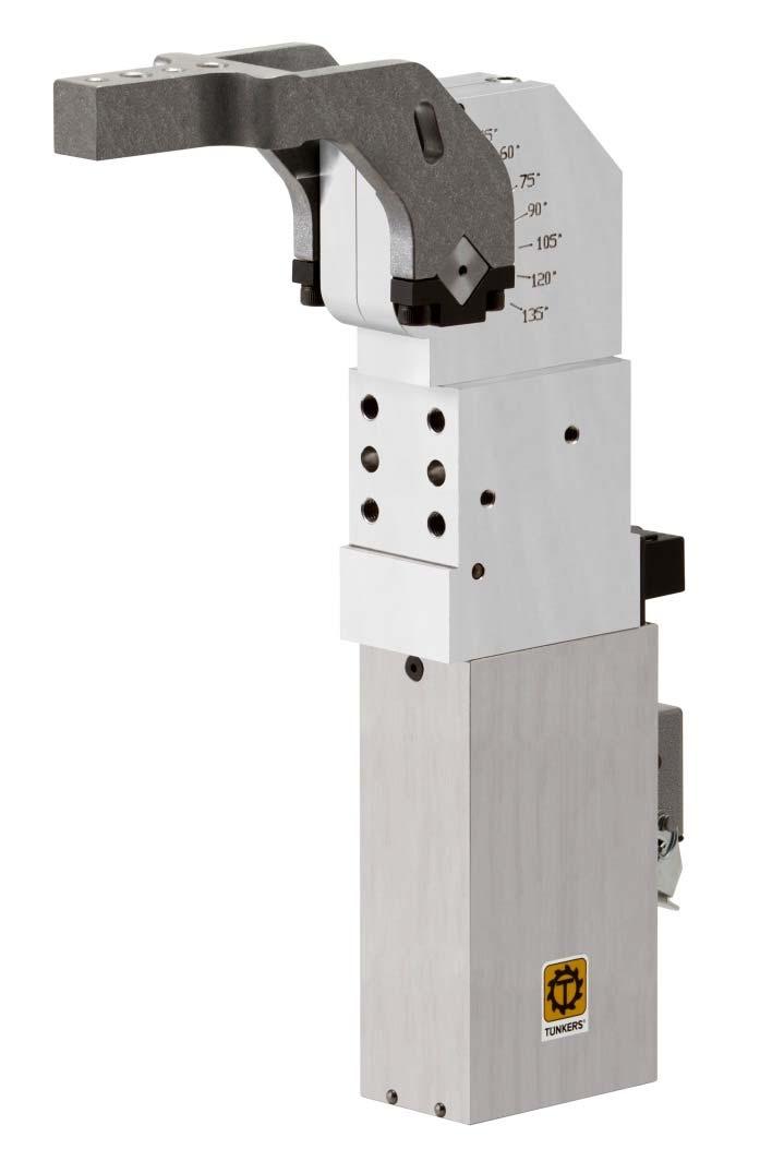 New TÜNKERS electric compact clamp 24 V DC (low voltage) Driven via special spindle / toggle-joint mechanism Aluminium housing compatible with the pneumatic series = same arm and