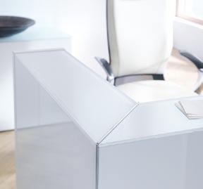 Soft contours of the Linea reception desk are