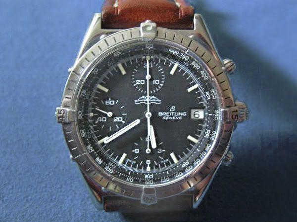 1984 Navitimer Chronomat, reference 81950 In the place of the old type 42 slide rule it has a rotating timing bezel with four projecting "rider tabs", easy to grip while wearing gloves in the cockpit.