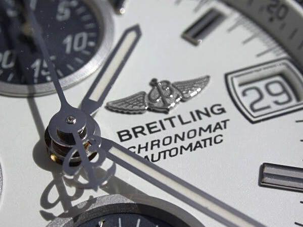 Close up of a Chronomat GT ref A13050 The arabics dial version is now called the Chronomat Vitesse.