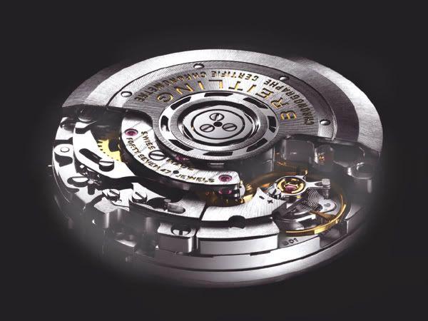 The in-house Breitling B01 chronograph movement