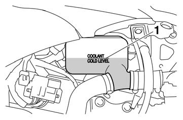 Periodic maintenance EWS00380 Do not remove the coolant reservoir cap when the engine is hot. Scalding hot fluid and steam may be blown out under pressure, which could cause serious injury.