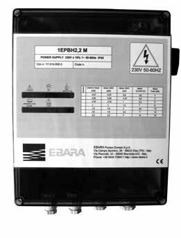 1EPBH ELECTRIC PANELS FOR SUBMERSIBLE AND SURFACE ELECTRIC PUMPS Protection and control panels for a submersible or surface electric pump with direct start-up.