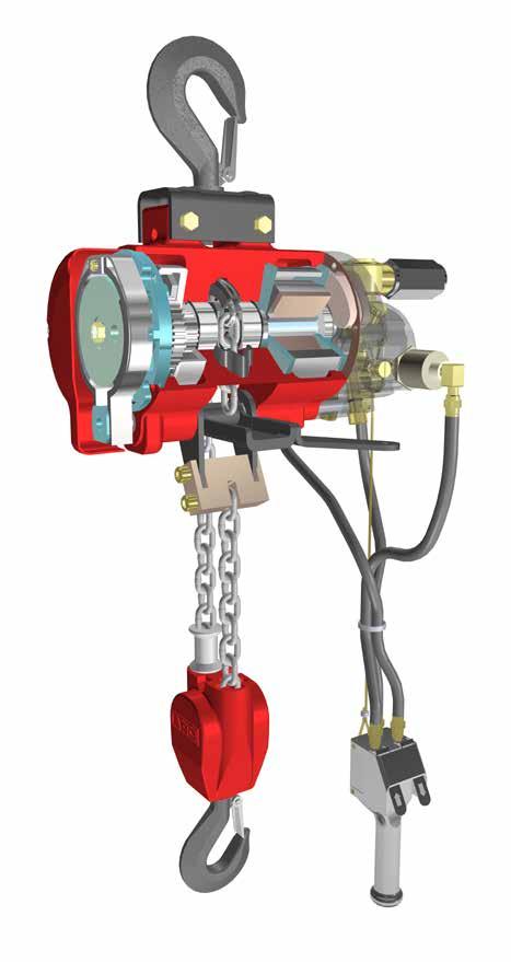 19 7700 Series and 7790 Series link chain hoists Durable construction Cast housing with heavy-gauge brake cap protects working parts.