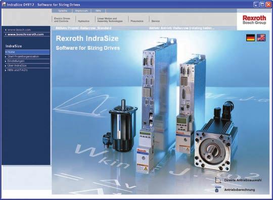 70 Rexroth drive system IndraDrive Engineering and operation Rexroth IndraSize rapid and safe sizing IndraSize the user-friendly program for drive sizing is the quickest way to find the optimum drive