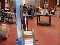 Spools of new copper are setup on a
