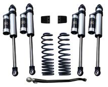 5 variable rate front coil springs, replacement urethane bump stops, adjustable pan-rod bar to re-align your front track alignment, sway bar link extensions for additional down travel without binding