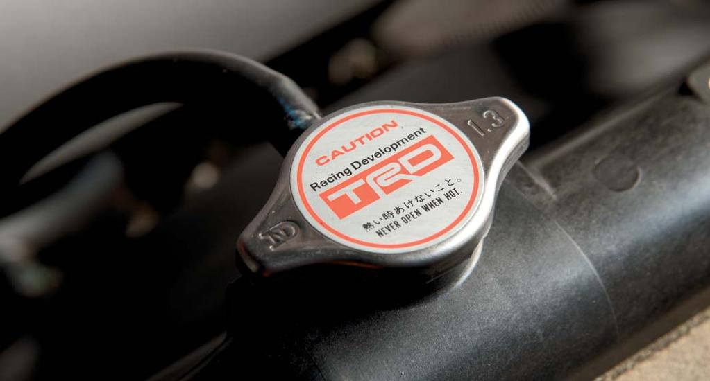 The TRD radiator cap releases pressure at higher cooling system levels while protecting your engine.