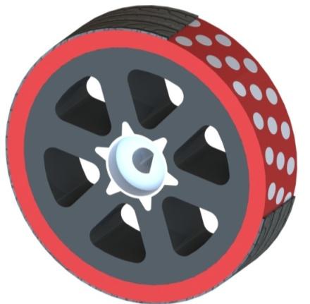 2 The conformal wheel (Figure 5) consists of a high-flex elastomer wheel, radial magnet array, magnet locator, rigid hub, and elastomeric tread.