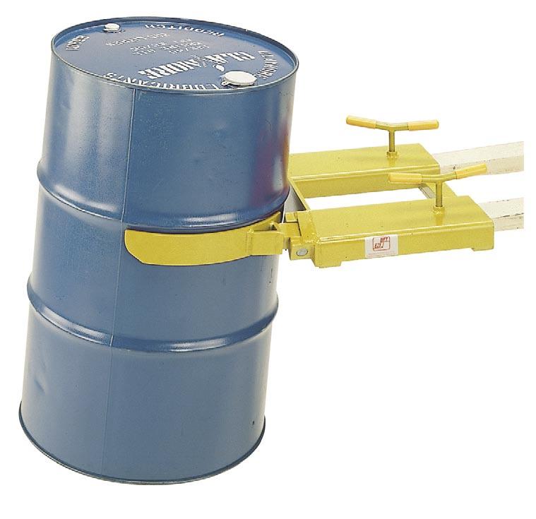 Test certificate supplied 210 Litre double drum Clamp Similar to single drum clamp, but can lift a single or two 210 Litre steel drums with rolling hoops.