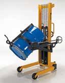 Model DRUM-LRT-DC has a 12V DC battery powered lift operation and a manual hand crank gear mechanism rotation (on-board charger standard).