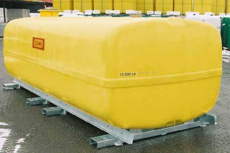 Trunk-shaped tanks [PG 8] Trunk-shaped tanks made from glass fibre reinforced plastic, GRP outlet opening with 3-hole flange connection steel support runners Advantages of GRP tanks, trunk-shaped: