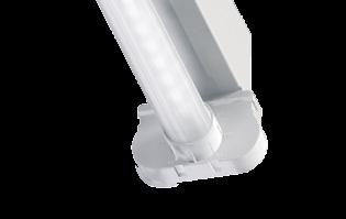 edges to prevent cutting; polycarbonate end caps. Standard supply: nylon fastening pawl. module: support in natural anodized extruded aluminium. Micro-fluted diffuser in methacrylate.