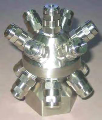 LUMP 360 TANK WASHING NOZZLE Complete with ten (10) qty of full cone nozzles clustered in a header, LUMP 6160 is a large flow 360 degrees tank cleaning nozzle.