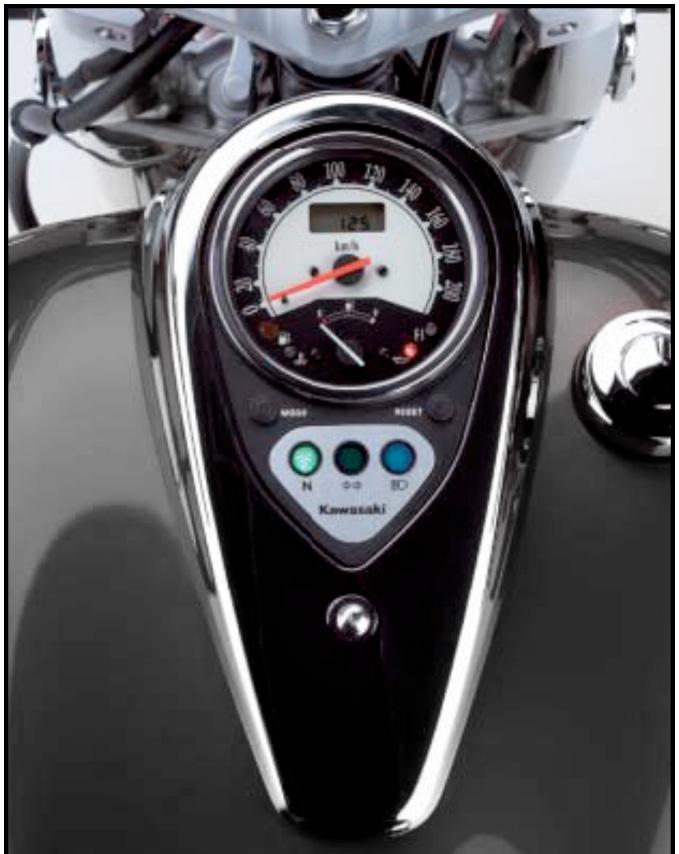 KEY FEATURES * Large-faced easy-to-read speedometer features a multi-function LCD display, warning lamps and even a fuel gauge * Instrumentation includes LCD window displaying an odometer, tripmeter