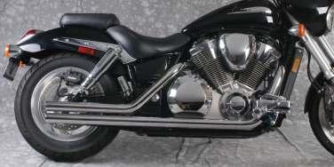 Honda 001-1806 Honda Shadow VT 1800 2002-2007 Chrome & Black Ceramic Slash Cut 2" Drag Pipes Double Walled Headpipes.