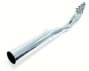 The MAC 2 into 1 exhaust systems comes with a Megaphone Muffler available in a High Lustre Chrome or Dura Black coating.