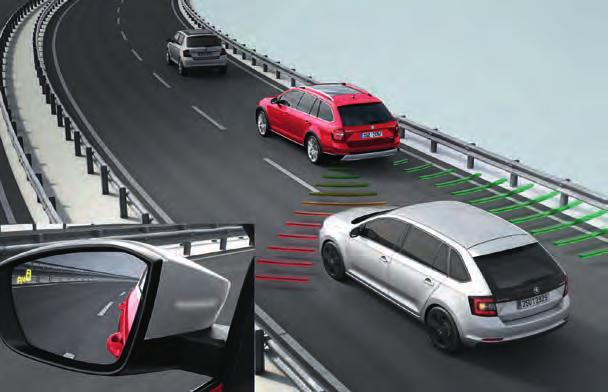BLIND SPOT DETECT Using radar sensors in the rear bumper, Blind Spot Detect monitors the blind areas behind and beside the