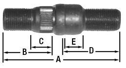 5-5/16" 3-31/32" 1-15/16" Serrated Studs for Bus and Front End 3/4" 16 Thread Wheel End 7/8" 14 Thread Hub End Body Dia..971.