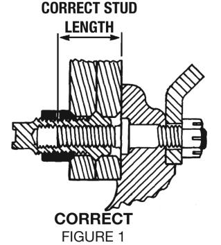 STUD LENGTH FOR DISC WHEEL DUAL MOUNTING Aluminum Wheel Mounting Shown below in Figure 1 is the correct mounting of aluminum disc wheels.