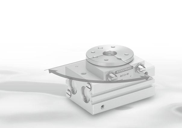 c c c c ROTARY ACTUATORS Series Lightweight and Compact High precision by using bearing. Workpiece is easily mounted on the RAT table. Two types are available for swing angle,90type and180type.