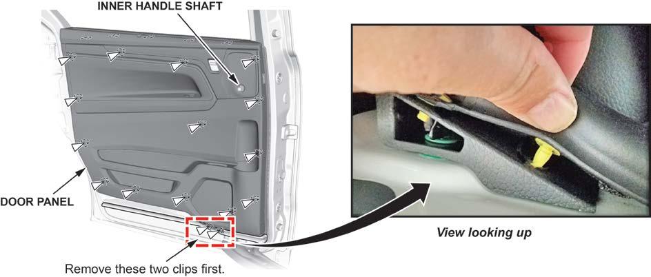 Remove the two clips at the bottom of the door liner first to release the lower door seal from the
