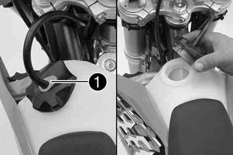 Reserve fuel supply open RES Fuel can flow from the tank to the carburetor. The fuel tank empties completely. 601157-10 5.35Opening the filler cap Danger Fire hazard Fuel is highly flammable.