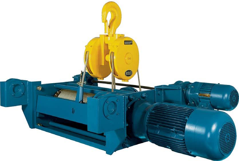 Double Girder Crab ZE Cantilevered Carriage WE Rope guide and pressure ring, made from durable Ultramid, protect rope and drum from wear Main frame designed to allow easy attachment of