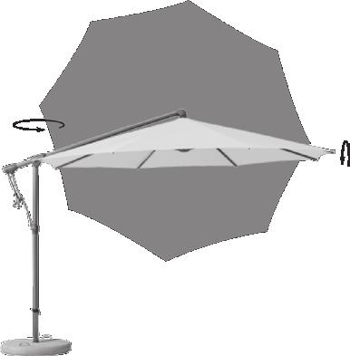 SUNWING C + easy Frame: 8 rods made of aluminium, with crank mechanism and integrated tilting rod for easy tilting of the shade roof up to 90 on both sides. The pole profile is round, 55 2.5 mm.