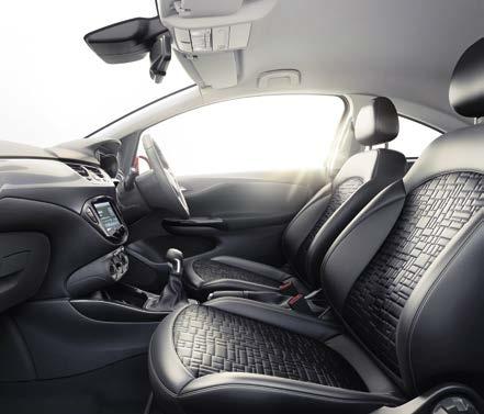 S models Spot Shimmer Black with grey facia panel You can browse the full range of Corsa interior colour and trim combinations at www.opel.