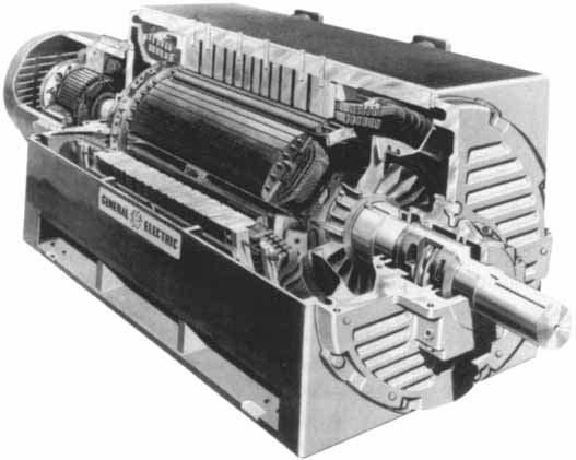 SYNCHRONOUS GENERATORS SYNCHRONOUS GENERATORS 31.5 FIGURE 31.6 A cutaway diagram of a large synchronous machine. Notice the salient-pole construction and the on-shaft exciter.