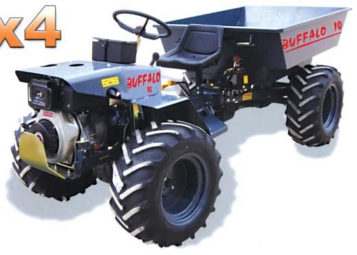 BUFFALO Hi Tip Dumper Engine Gearbox Transfer gearbox Clutch Brakes Lighting Wheels & tyres Maximum design speed Seating Steering Kerb weight Payload Towing capacity Cab (ROPS) Body dimensions