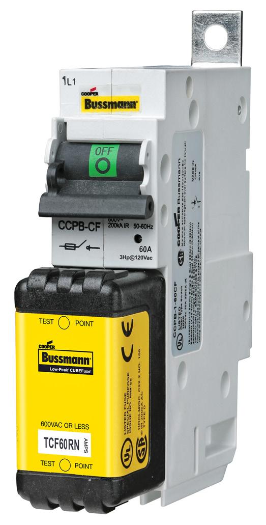 Disconnect switches CCPB Compact Circuit Protector Base fused branch circuit disconnect Local indication Illumination requires closed circuit and minimum 90 V The Bussmann series CCPB is based upon