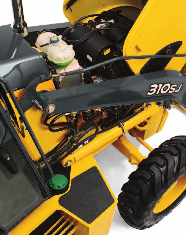 Headline Open wide and be awed. 500-hour engine and,000-hour hydraulic oil service intervals enable J-Series Backhoes to work longer between changes.