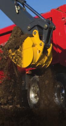 Fatigue-beating joysticks provide smooth, intuitive control of auxiliary loader attachments, extendable dipperstick, backhoe auxiliary