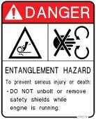 ENTANGLEMENT HAZARD To prevent serious injury or death: Do not unbolt or remove safety shields while engine is running 4 Attention: Read carefully all