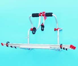 2 Rail Quick Red, 1 fastening strip for first bike, 1 bike Block Pro 3, Rack Holder and installation kit. Carries up to 55 kg. TUV approved.