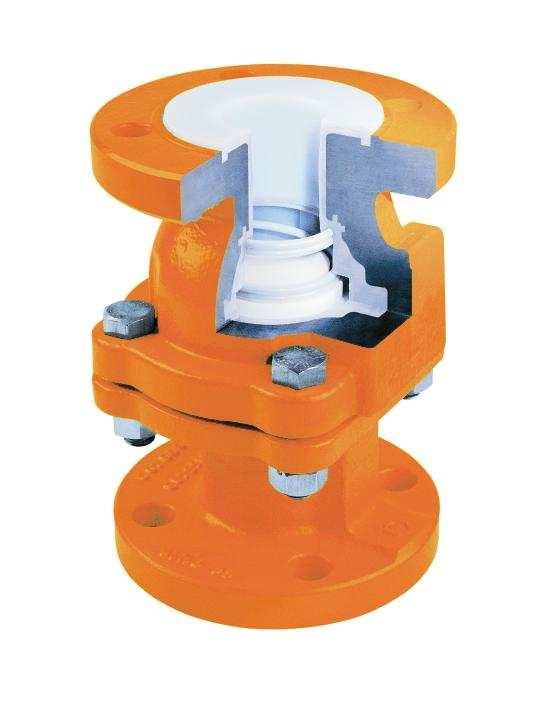XOMOX Fully Lined Piston Check Valve (spring loaded), Type C201 (DIN) C202 (ASME) C203 (JIS) Design Features & Benefits Robust, two-piece body design in ductile iron EN-JS1049 RAL 2009, FV7133,