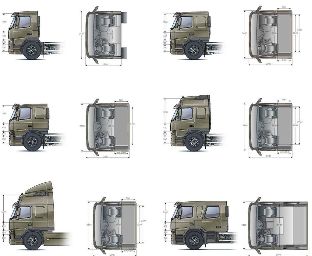 cab range vlv fm Day cab (L1EH1) Sleeper cab (L2H1) Lw sleeper cab (L2H1-LOW)* Glbetrtter cab (L2H2) Glbetrtter cab LXL (L2H3)* Crew-cab (L4H1)* Day cab (L1EH1): Day cab with cmfrtable and ergnmic