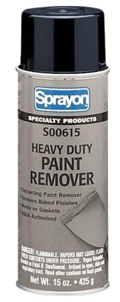HEAVY DUTY PAINT REMOVER Getting paint off of anything is a challenge, especially baked-on enamel. This Sprayon paint remover comes in a big, 15 0z.