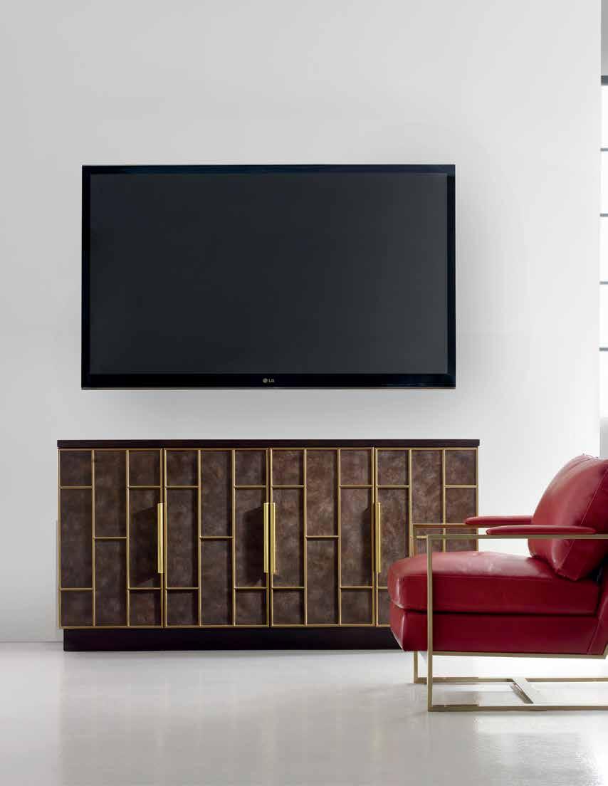 TV READY ACCENTS Who knew that stylish focal points like these striking consoles could also accommodate your flat screen TV and electronic components?