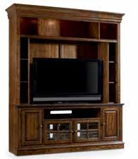 BRANTLEY Hardwood Solids with White Oak Veneer with Glass Physically Distressed 5302-70222 Four Piece Wall Group 128W x 19D x 92H (325 x 51 x 234 cm) Consists of: 5302-70475 Entertainment Console One