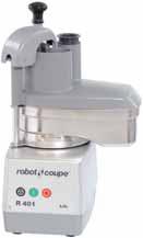 FOOD PROCESSORS : CUTTERS & VEGETABLE SLICERS R 401 MOTOR BASE Induction motor Metal motor support Pulse function R 401 - R402 Three phase R 401 CUTTER FUNCTION Complete selection of discs, refer