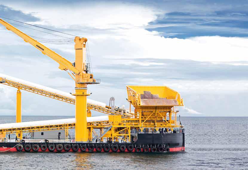 Liebherr LBS Series LBS-type floating cranes are floating material handling islands and combine all the advantages of the Liebherr mobile harbour crane series with customer-specific barges and