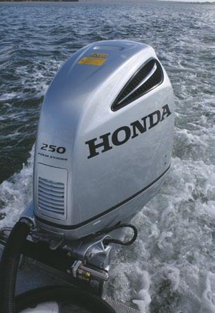 The styling concept of the new Honda BF250, is a departure from previously introduced Honda Marine outboards,