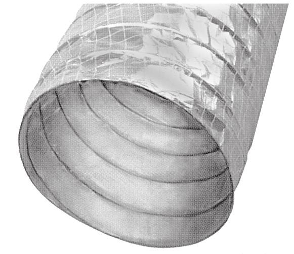 AIR CONNECTORS FOIL FLEX NON-INSULATED MODEL S-LD Non-insulated air connector with a reinforced metallized film laminate jacket, permanently bonded to a corrosion resistant coated spring steel wire
