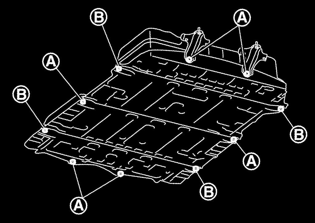 5. Remove ONLY the Li-ion battery mounting bolts (A) (6 bolts). At this stage of disassembly, NEVER remove the 4 bolts (B) shown in the illustration.